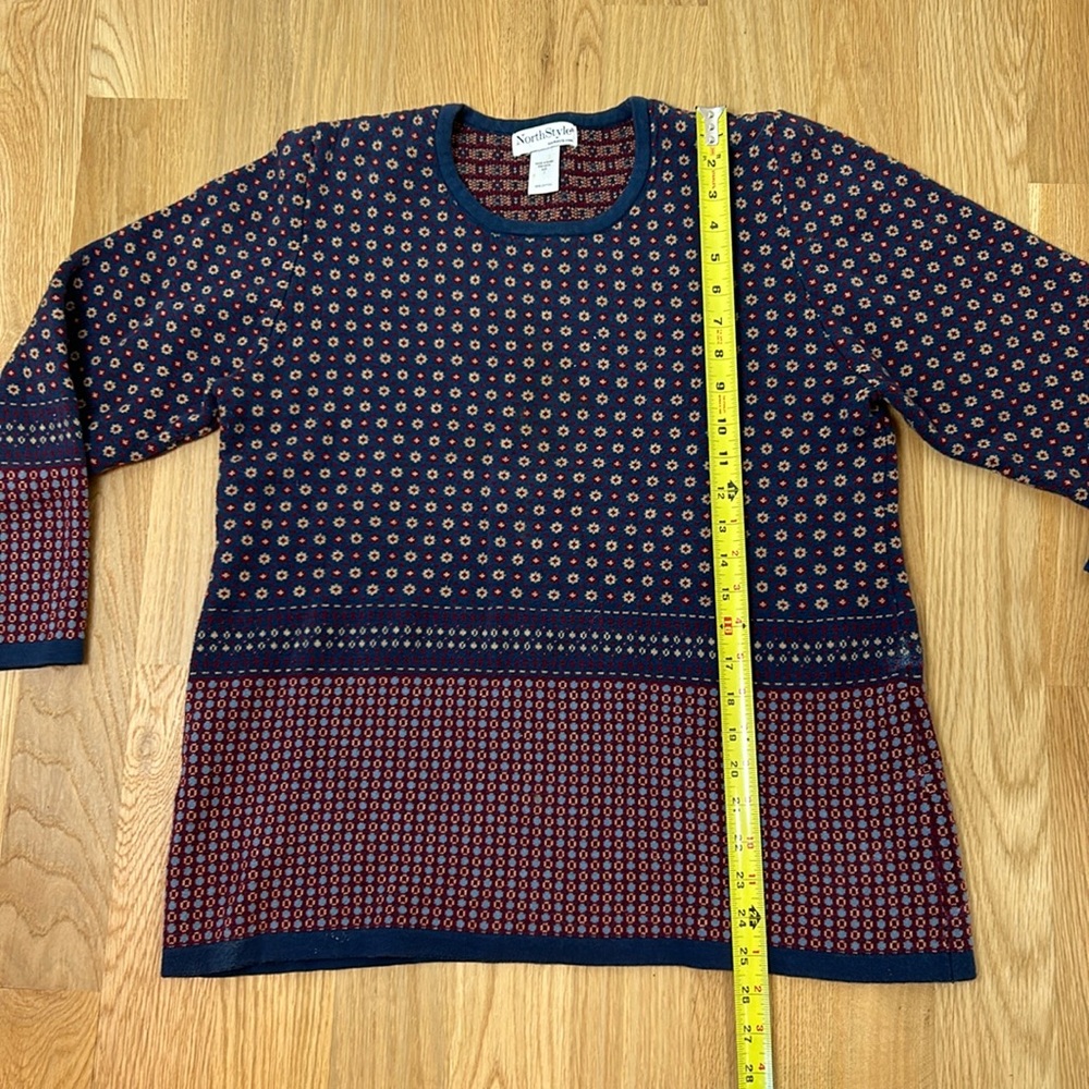 NorthStyle-Long Sleeve Pullover Knitted Cotton  Sweater, Blue, Size L